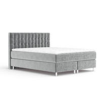 BOXSPRINGBETT Sorrento Grau 160/200 cm mit Latex-Topper - Silberfarben/Grau, Holz/Holzwerkstoff (160/200cm) - Maison de Reve