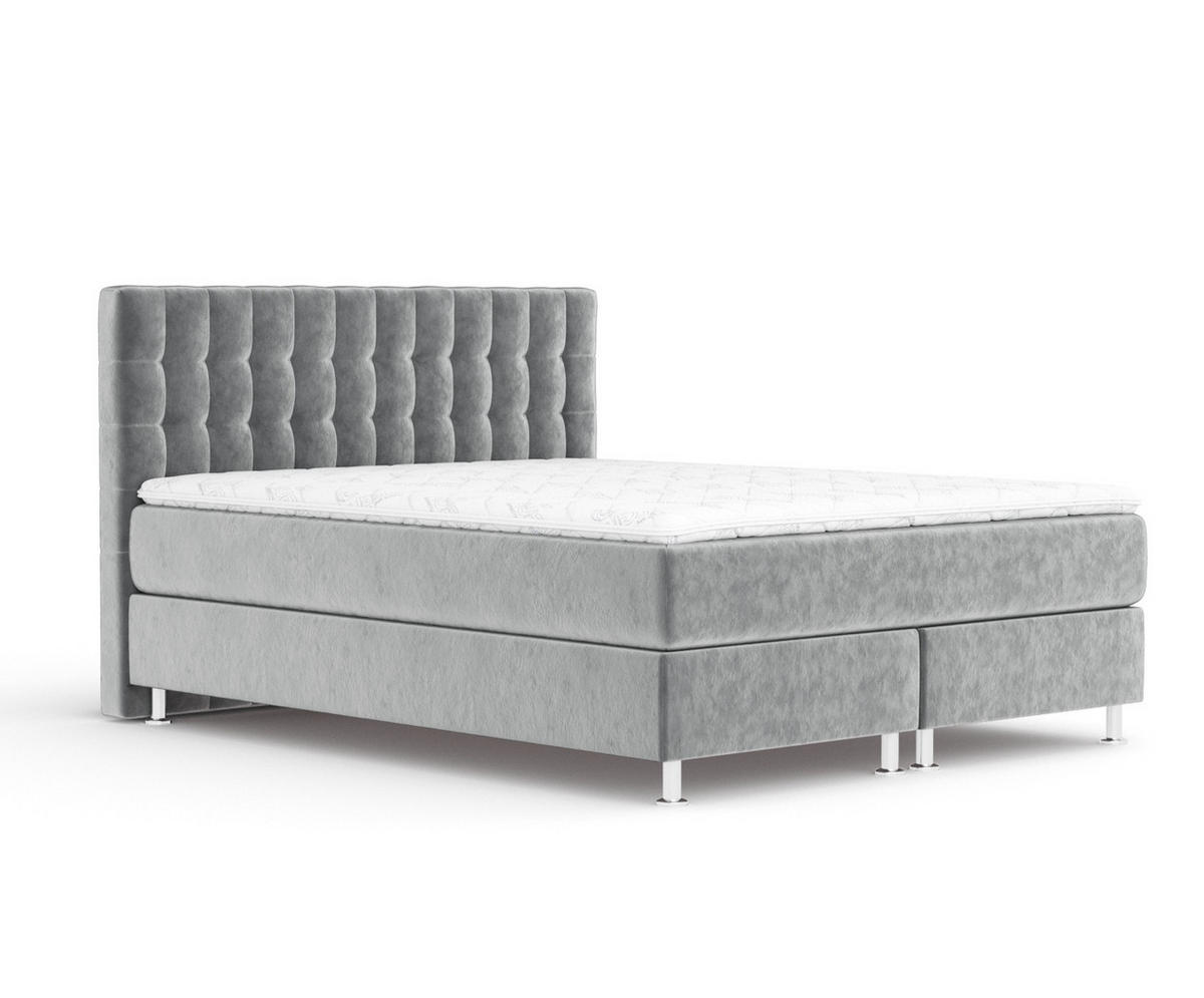 BOXSPRINGBETT Sorrento Grau 160/200 cm mit Latex-Topper - Silberfarben/Grau, Holz/Holzwerkstoff (160/200cm) - Maison de Reve