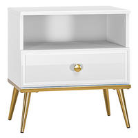 NACHTKONSOLE Goldin weiß / gold 50 / 34 / 54cm - Weiß Hochglanz/Weiß, Holz/Holzwerkstoff (50/54/34cm) - Feldmann-Wohnen