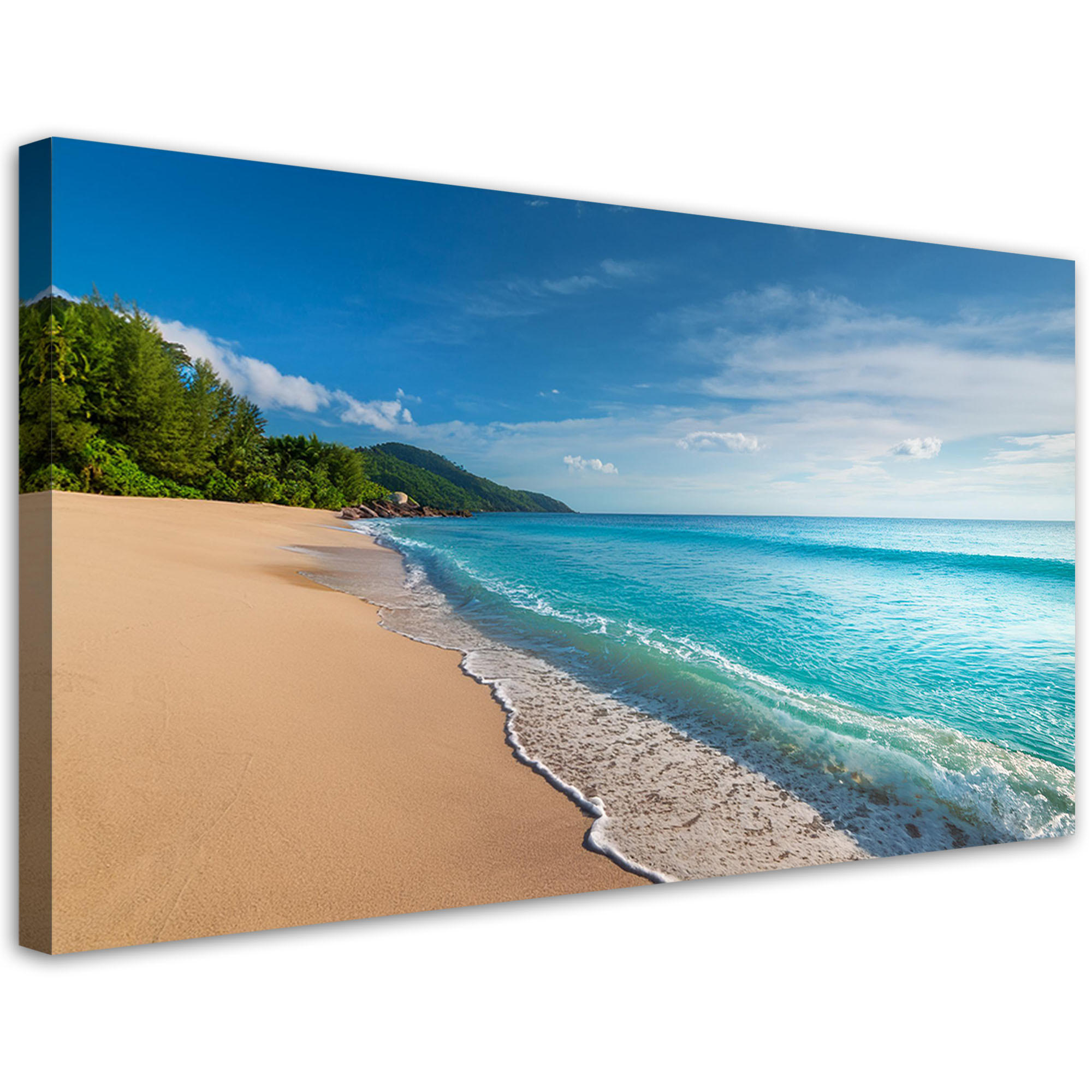 WANDBILD tropische strandmeerlandschaft - Blau, Textil (80/40cm) - Feeby