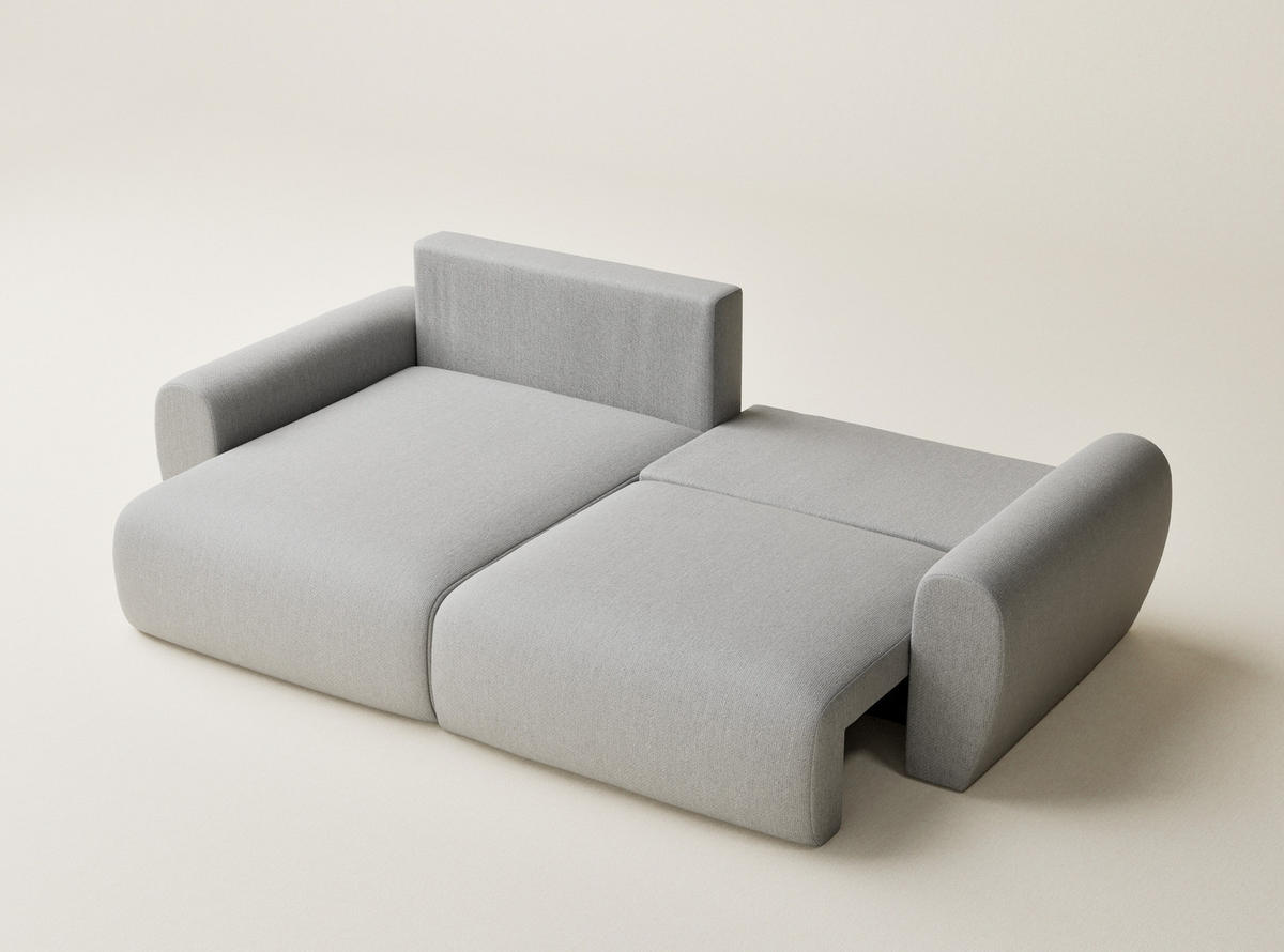 ECKSOFA MIT SCHLAFFUNKTION Numba Hellgrau Webstoff - Hellgrau/Schwarz, Holz/Holzwerkstoff (253/153cm) - Maison de Reve