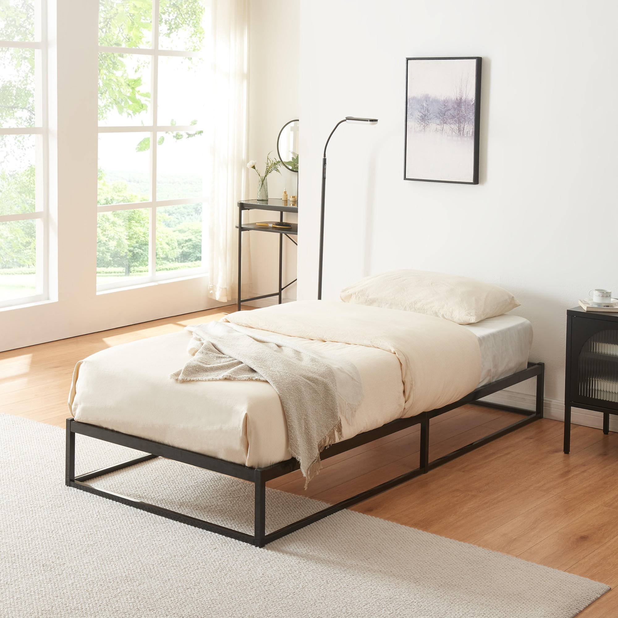 METALLBETT Trerunta - Schwarz, Metall (90/200cm) - [en.casa]
