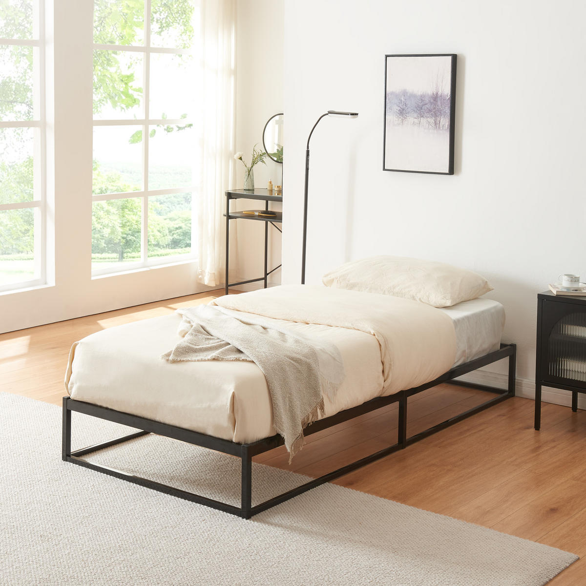 METALLBETT Trerunta - Schwarz, Metall (90/200cm) - [en.casa]