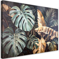 BILDER, Monstera-Blätter Dschungel Natur Pflanzen - Grün, Textil (90/60cm) - Feeby