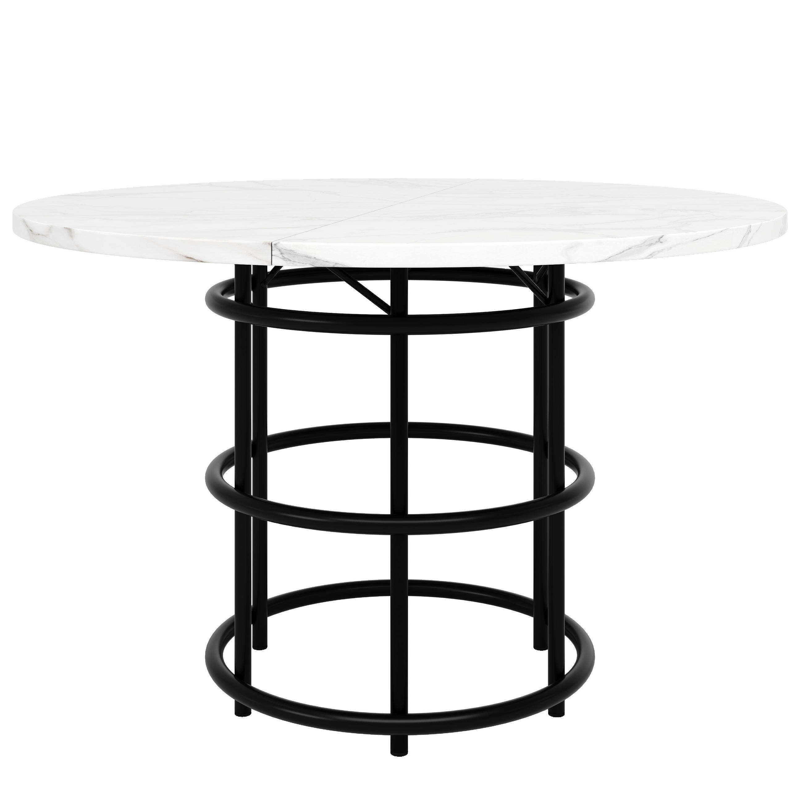ESSTISCH Marmoroptik Weiß/Schwarz 100/100/76 cm - Schwarz, Holz (100/100/76cm) - PANGIVO