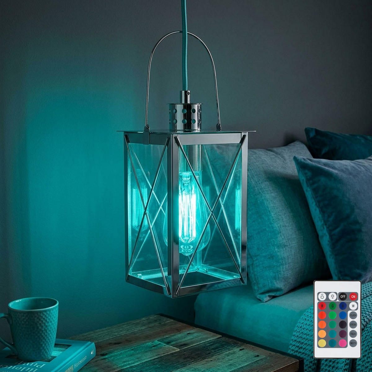LED HÄNGELEUCHTE RGB Silber - Silberfarben, Glas (15/15/110cm)