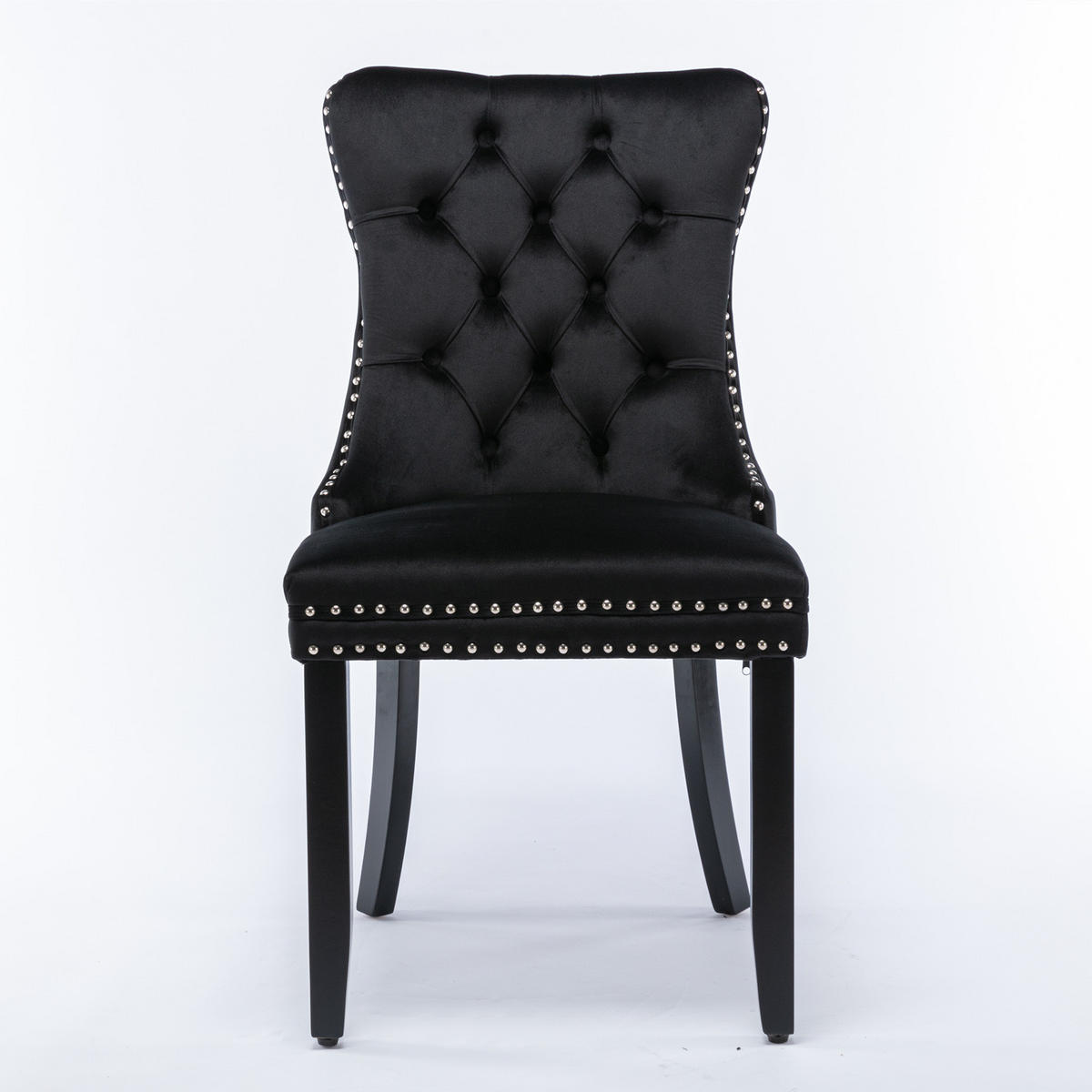 ESSZIMMERSTUHL 2er-Set aus Samt mit Nagelkopfbesatz, Schwarz - Schwarz, Textil (65/95/50cm)