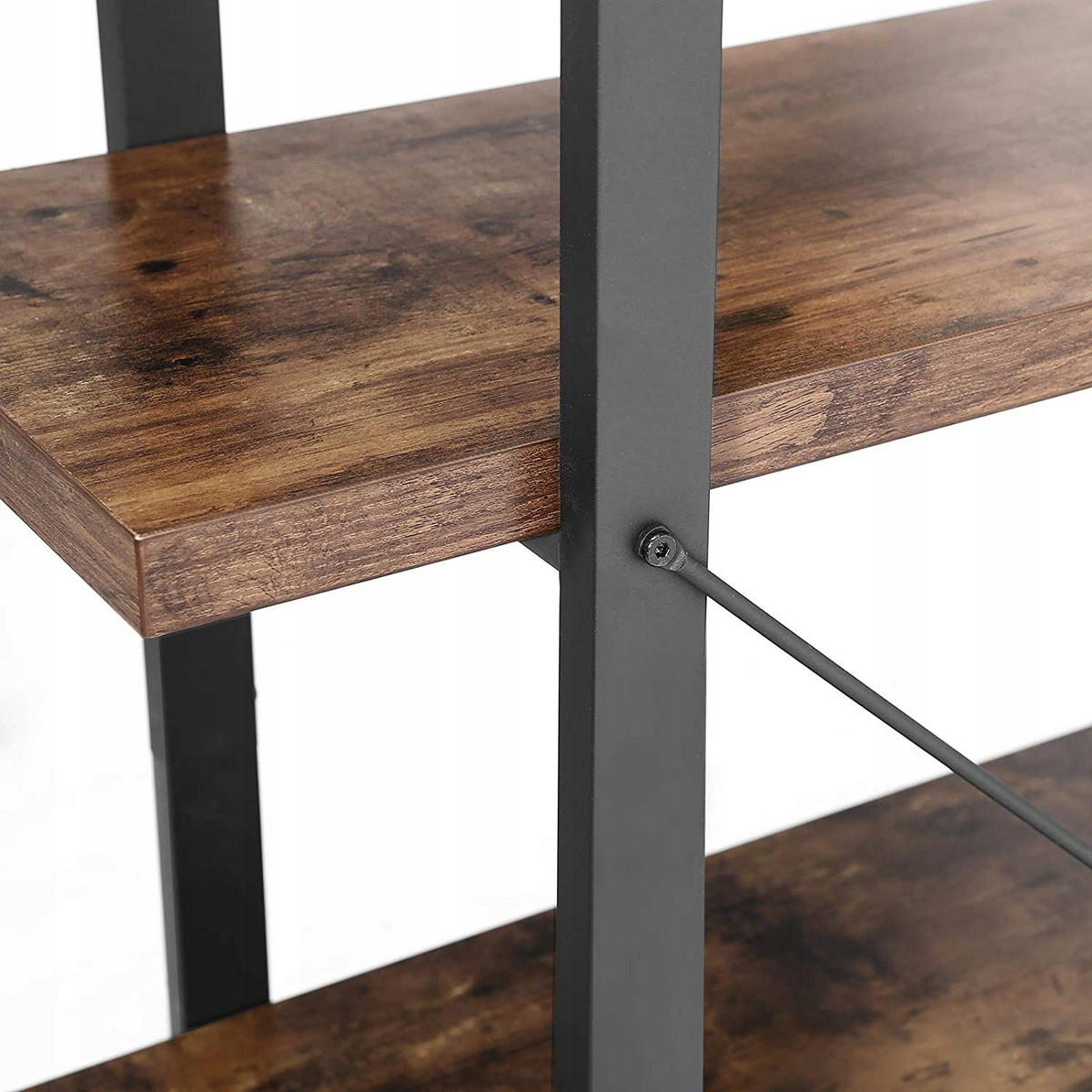 STANDREGAL Metall Holzwersktoff Schwarz Dunkelbraun 5 Ablagen Industrial 105x29,5x177,5 cm - Dunkelbraun/Schwarz, Holzwerkstoff/Metall (33.5/177.5/105cm) - Begryf