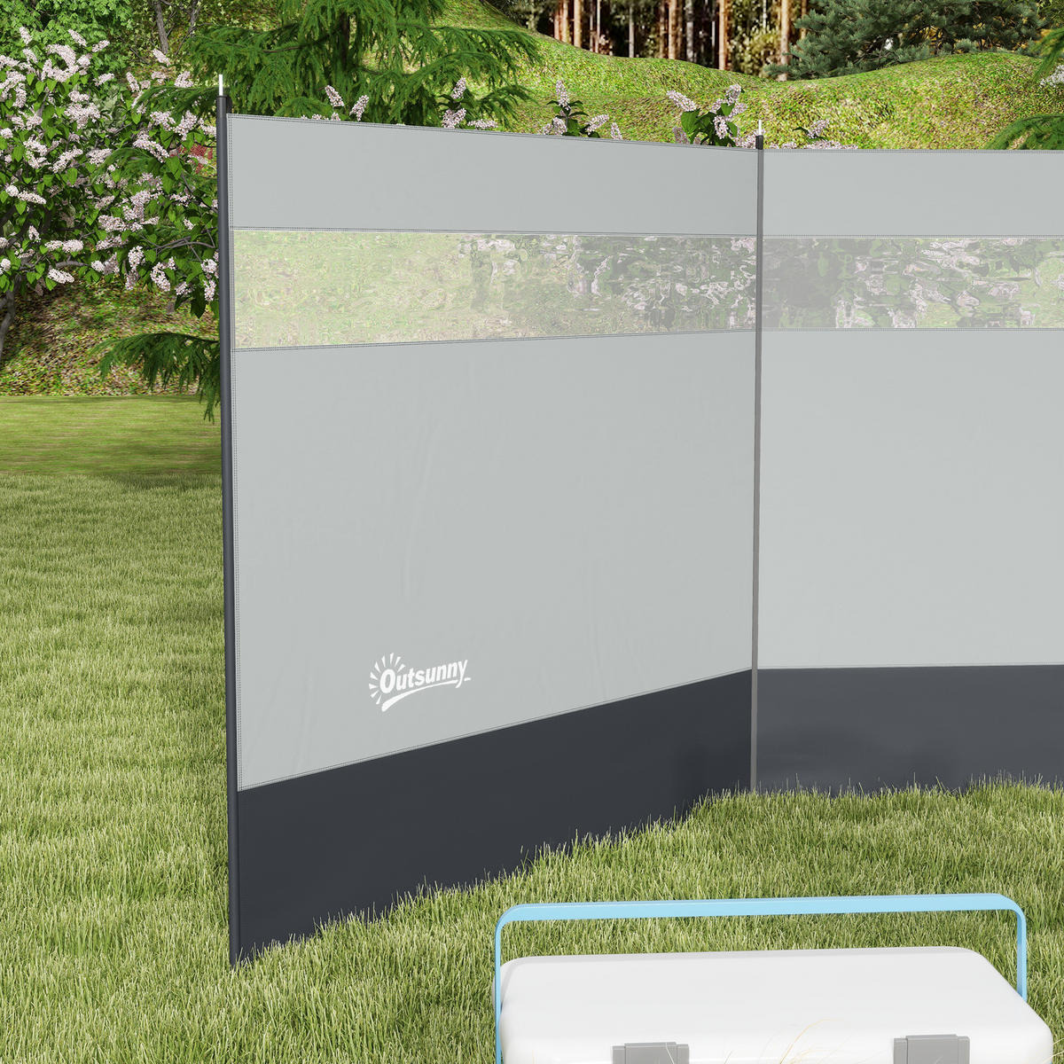 WINDSCHUTZ 3er Set Polyester Stahl Grau - Grau, Kunststoff (1/140cm) - Outsunny
