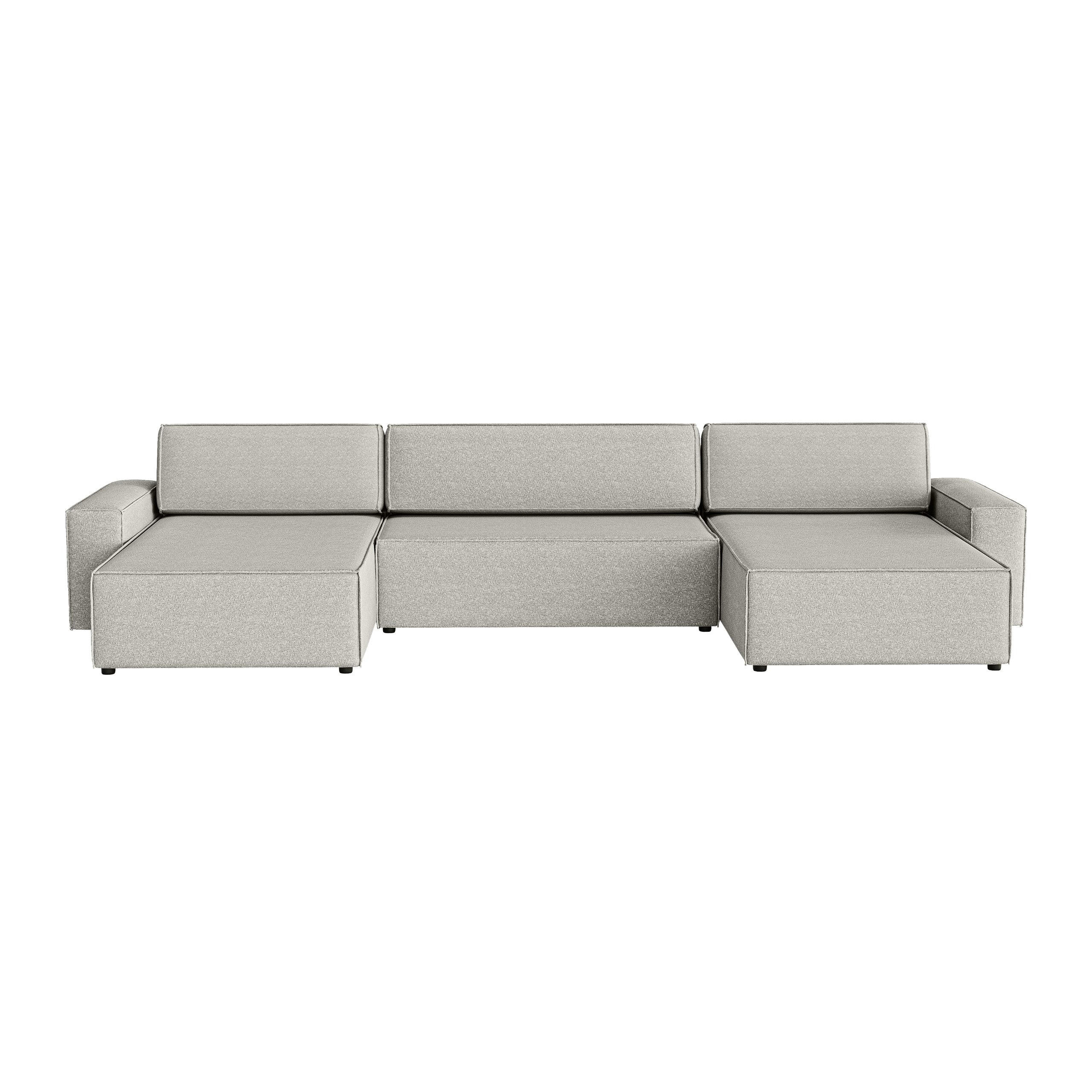 WOHNLANDSCHAFT Lummo U mit Schlaffunktion, Grau - Grau, Textil (386/70/185cm) - Fedve