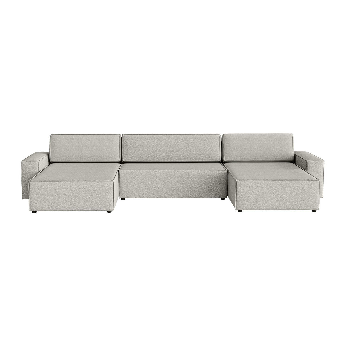 WOHNLANDSCHAFT Lummo U mit Schlaffunktion, Grau - Grau, Textil (386/70/185cm) - Fedve
