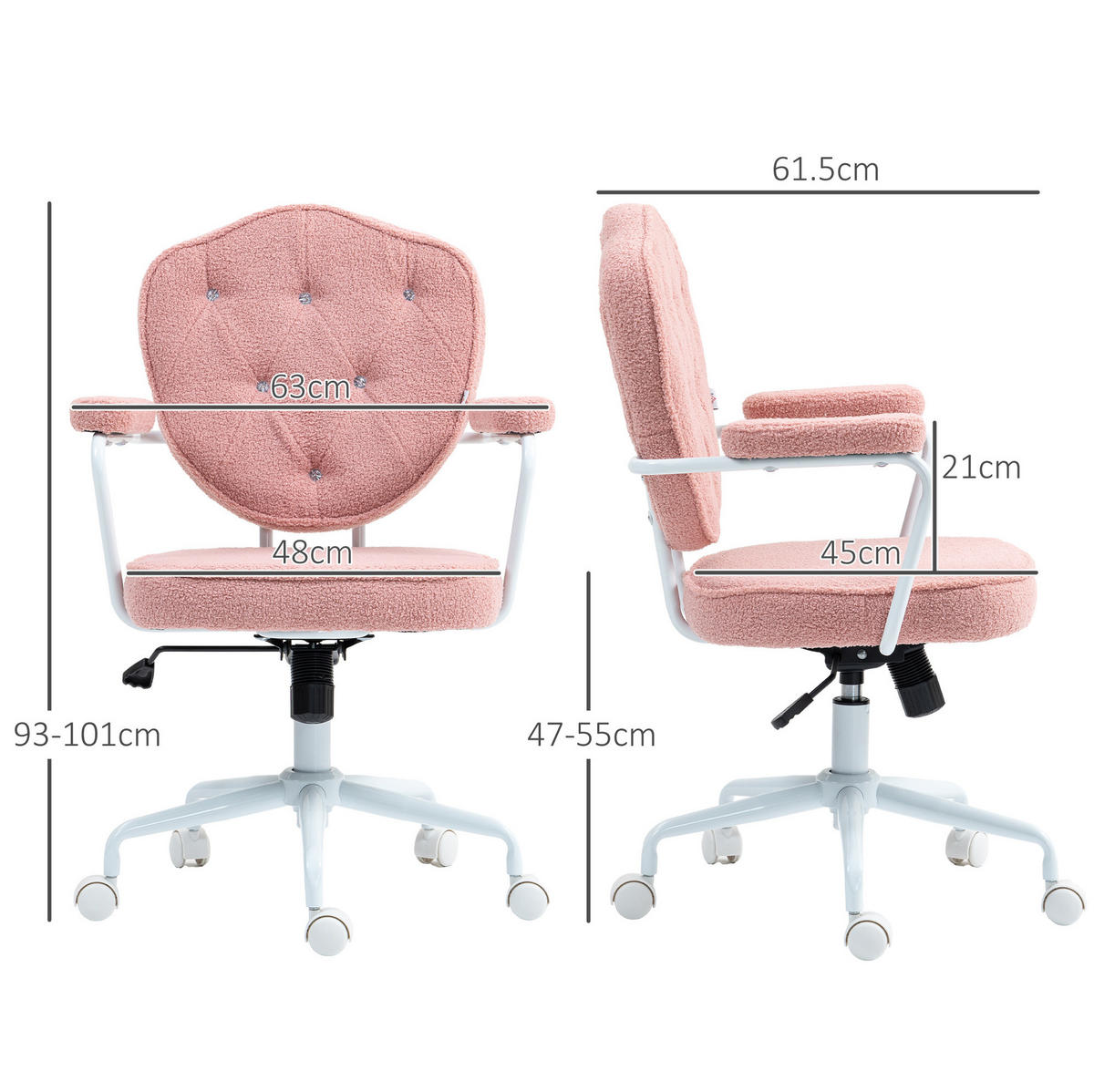 BÜROSTUHL höhenverstellbar mit Wippfunktion Pink - Pink, Kunststoff (61.5/101/63cm) - Meubliv