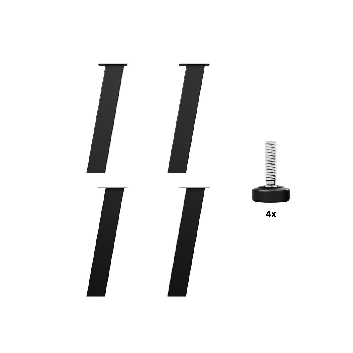 TISCHBEINE Melmak Extreme 4er-Set Schwarz 72cm - Schwarz, Metall (12/72/8cm) - Metalo Pro