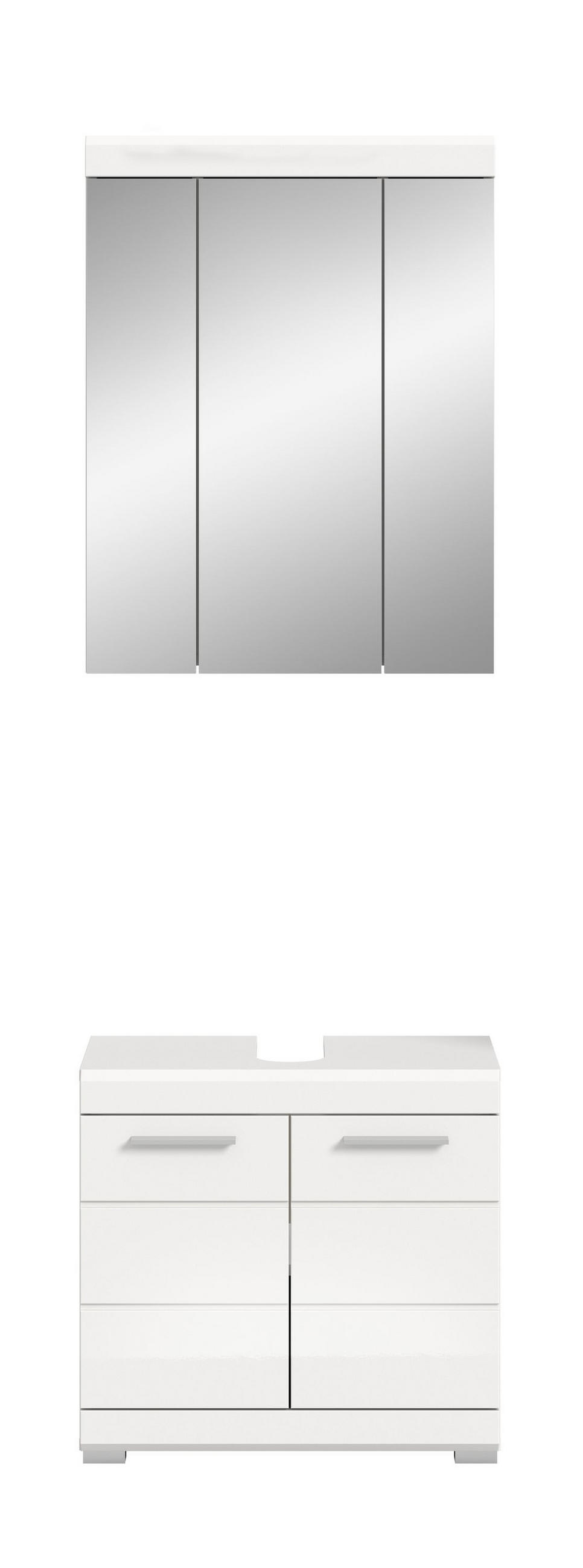 BADKOMBINATION 2tlg. Scout Bad in weiß Nachbildung und weiß hochglanz B/H/T: 60x191x34 cm - Weiß, Holz (60/191/34cm)