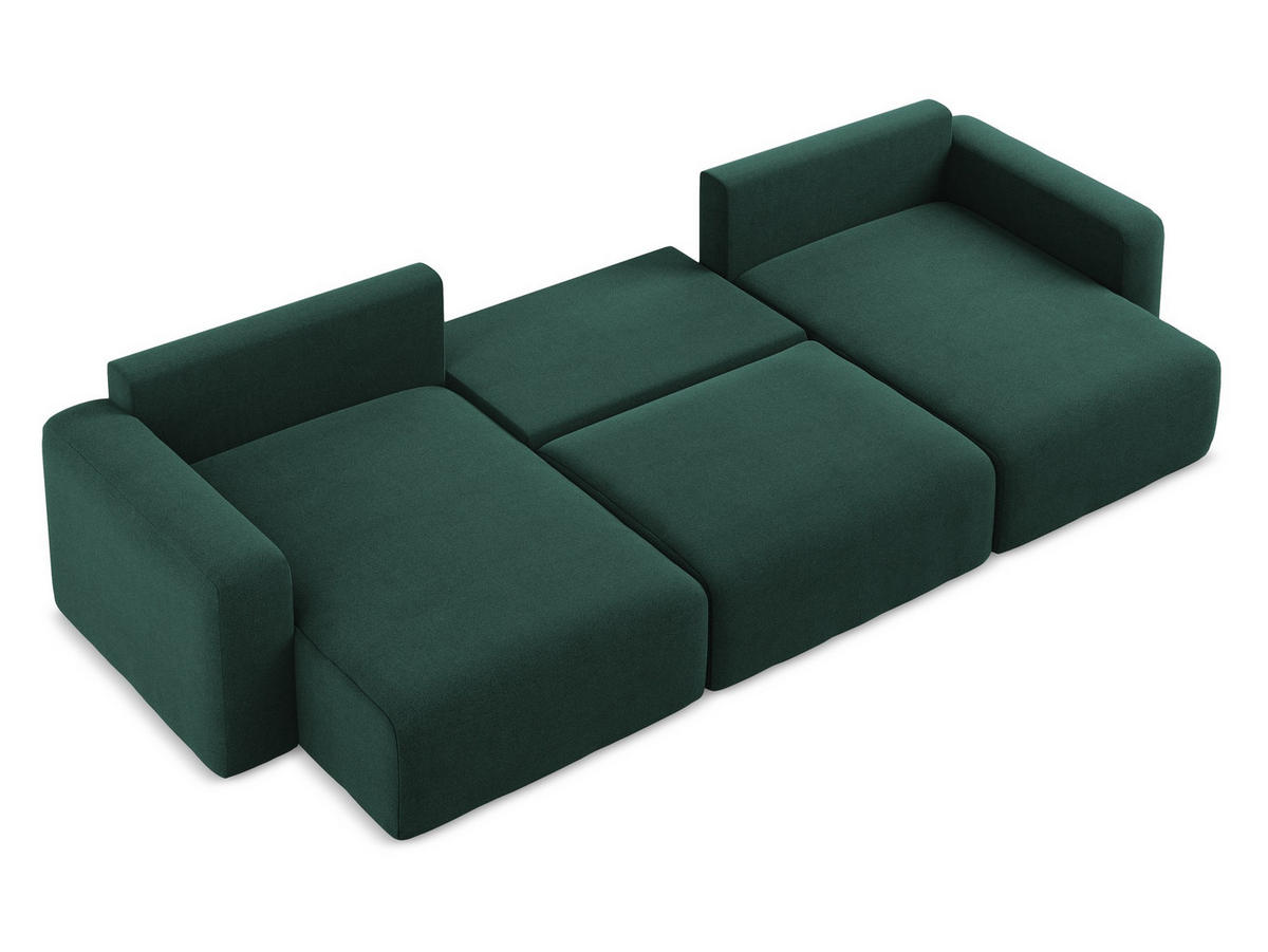 ECKSOFA mit Schlaffunktion rechts Strukturstoff Stoff Grün - Dunkelgrün/Schwarz, Kunststoff/Textil (332/79/149cm) - Makamii