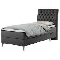 BOXBETT MILEN 90/200 Dunkelgrau Kunstleder - H4 - Rechts Seite - Dunkelgrau, Holz/Textil (90/200cm) - MKS