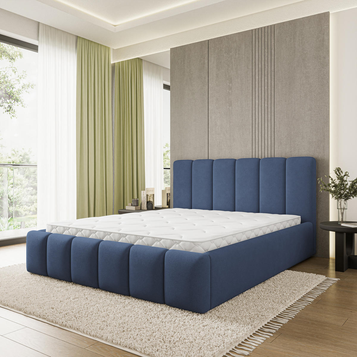 POLSTERBETT ATTORA SR 120x200 cm mit Bettkästen - Blau - Blau, Holz (120/200cm) - MASSENO