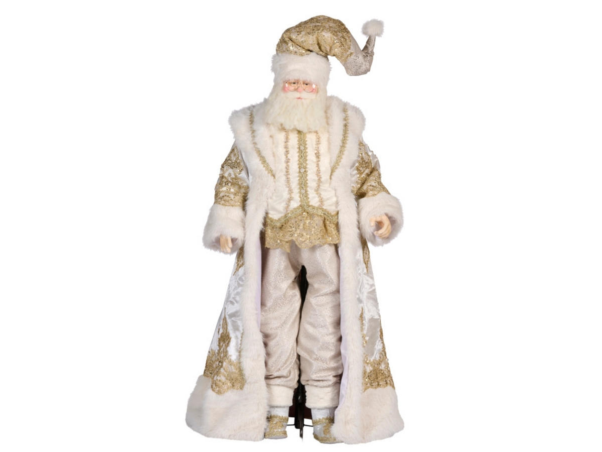 WEIHNACHTSDEKORATIONEN 2er-Set lebensgroßer Weihnachtsmann mit Schlitten - Goldfarben/Weiß, Kunststoff/Textil (191/87/290cm) - LAALU