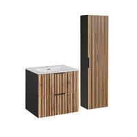 BADMÖBEL 60.2cm Gaia 2er-Set Holz in Eichenoptik und Schwarz - Schwarz, Holzwerkstoff (60.2/57/46cm) - Petits-meubles