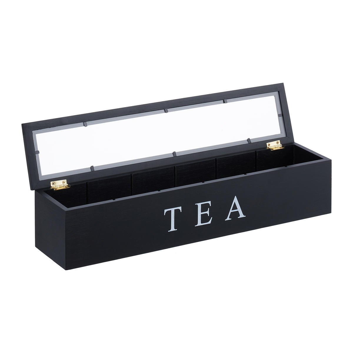 TEEBOX - Schwarz, Holz/Kunststoff (43.5/9/9cm) - Relaxdays