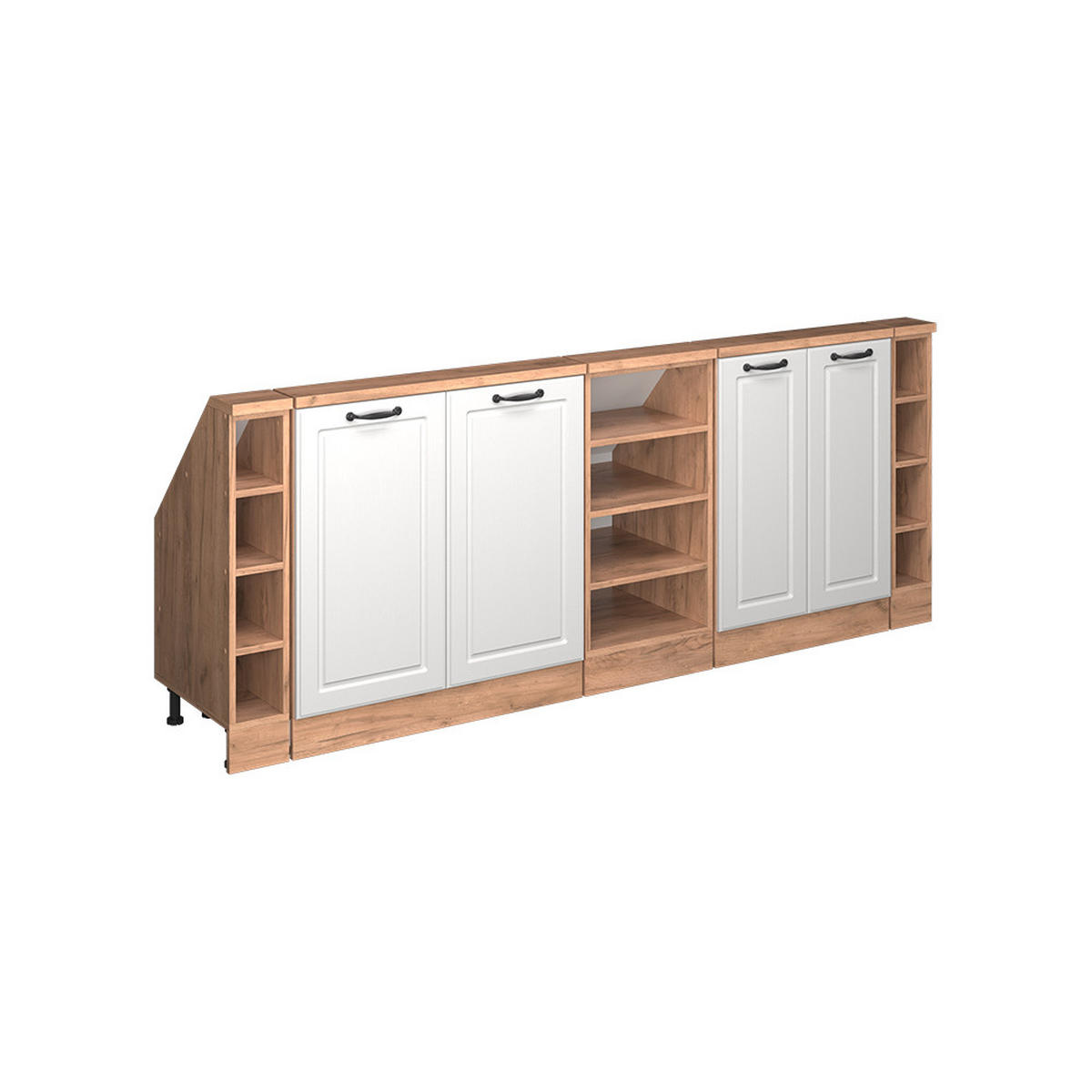DACHSCHRÄGENSCHRANK-SET Rion Weiß Landhaus/Goldkraft Eiche 5er Set - Honigeiche/Weiß, Holzwerkstoff (210/81.6/46cm) - Vicco