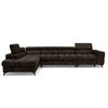 ECKSOFA PUDDING MAXI L Links mit Schlaffunktion 125x195 Velours Dunkelbraun - Dunkelbraun/Schwarz, Holz/Textil (350/203cm) - Muffo