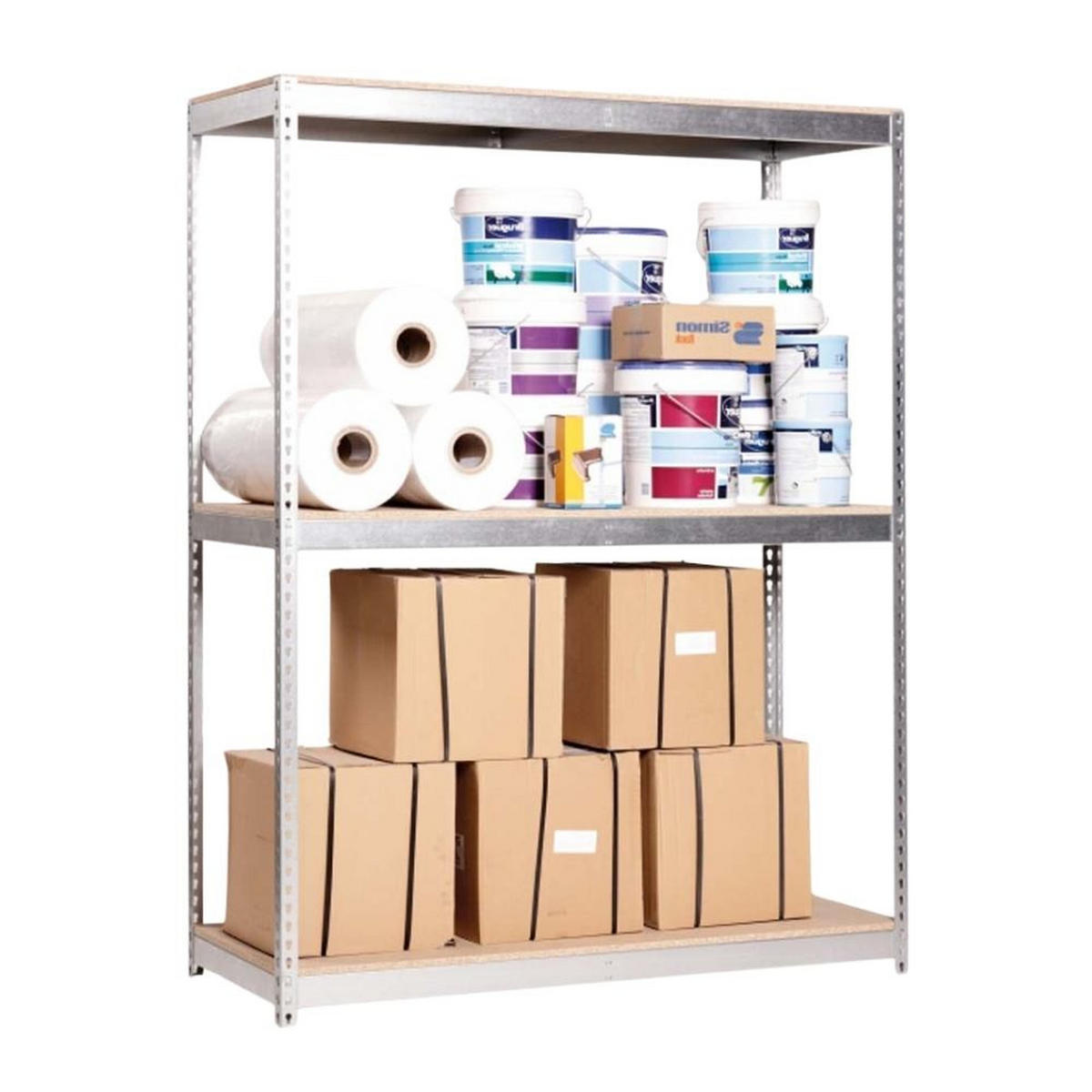 SCHWERLASTREGAL BIG WOOD YETI THREE | HxBxT 200x180x75cm | Fachlast 400kg | Verzinkt - Silberfarben, Metall (180/200/75cm) - PROREGAL