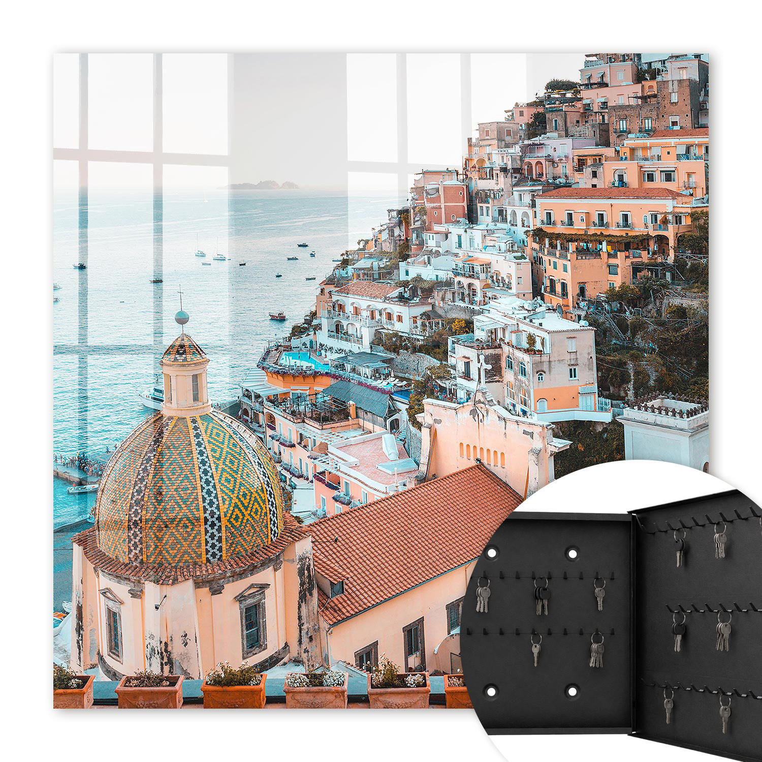 SCHLÜSSELBOX Schwarz 30x30 cm- Türöffnung nach rechts - Mediterraner Charme - Orange, Metall (30/30/5cm) - TULUP
