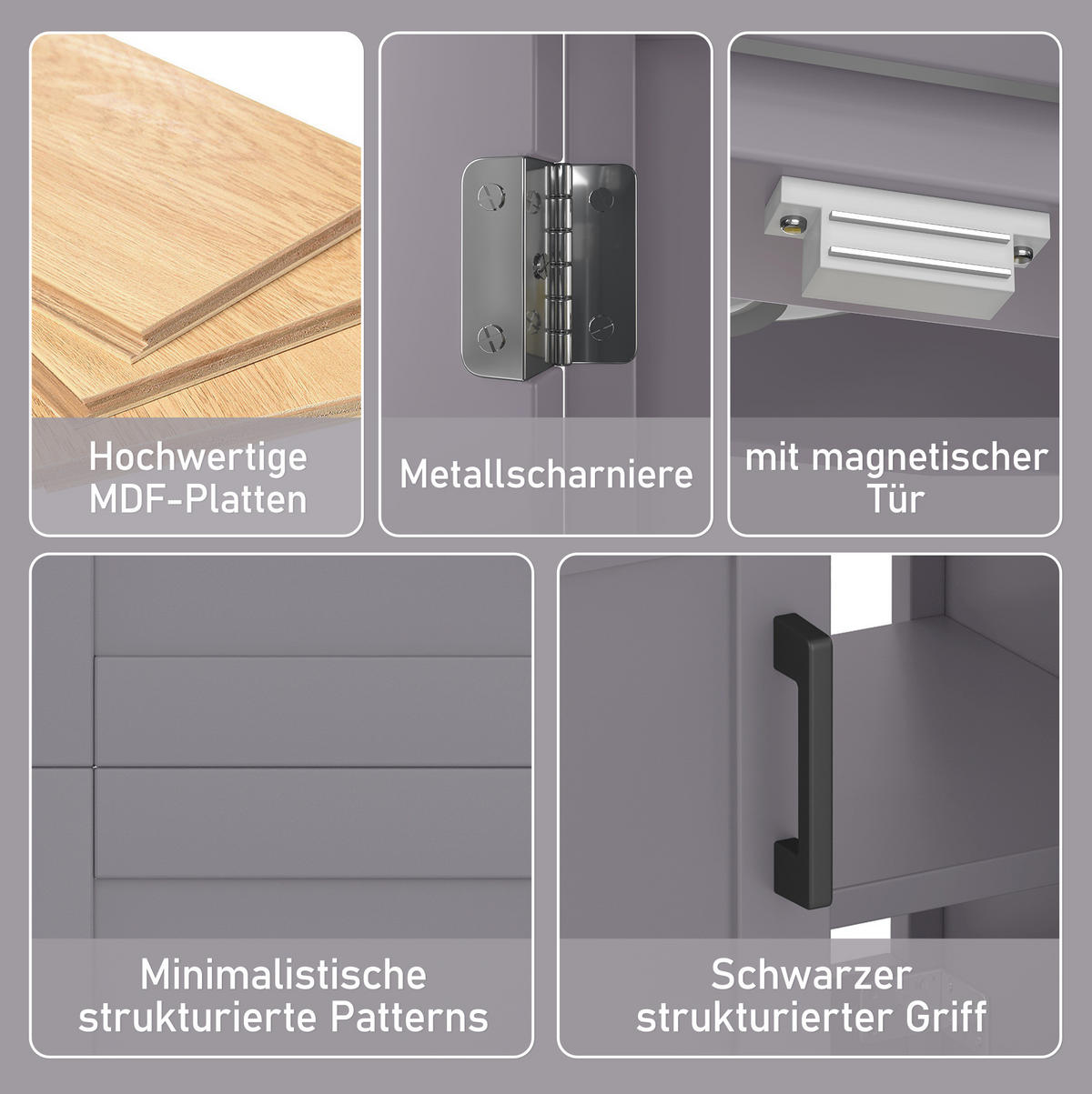 WASCHTISCHKOMBI 60/46/84,8 cm Grau aus Keramik und MDF mit Waschbecken - Grau, Holzwerkstoff (60/84.8/46cm) - OKMYHOME