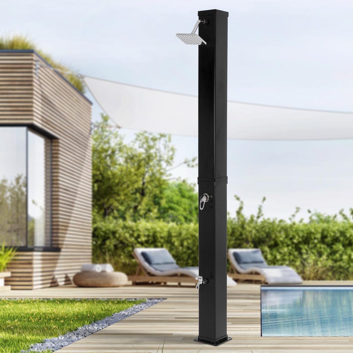 SOLARDUSCHE - Schwarz, Kunststoff (20/217/50cm) - ML-DESIGN