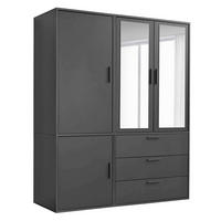 KLEIDERSCHRANK mit Spiegel Der Grenzenlose - Anthrazit, Holzwerkstoff (150/187/58cm) - Mokebo