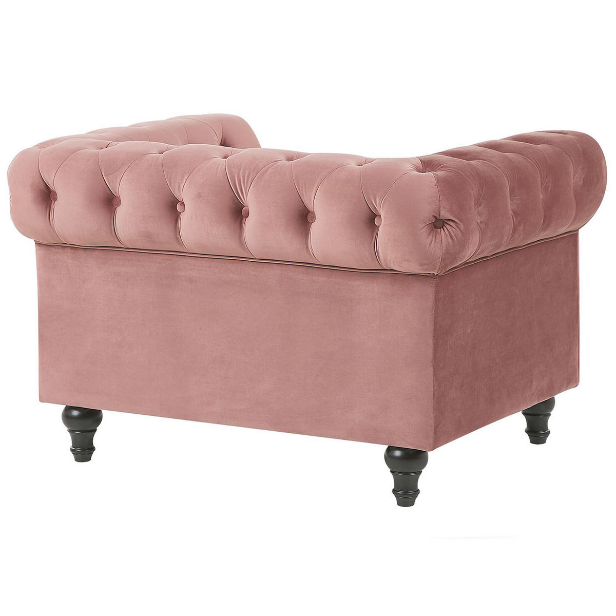 SESSEL Samtstoff rosa Rautenmuster Chesterfield - Pink, Textil (110/70/75cm) - Beliani