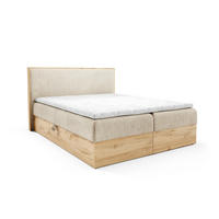 BOXBETT Holzoptik Sonoma mit Topper 120x200 cm Beige - Beige, Textil (120/200cm) - Home Collective