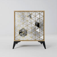 SIDEBOARD ASHEN ARIA, Eichefarben, 57,5x42x70,5 cm, Schwarze Metall-Sternfüße - Eichefarben/Multicolor, Holzwerkstoff/Metall (57.5/70.5/42cm) - SpaceRebels