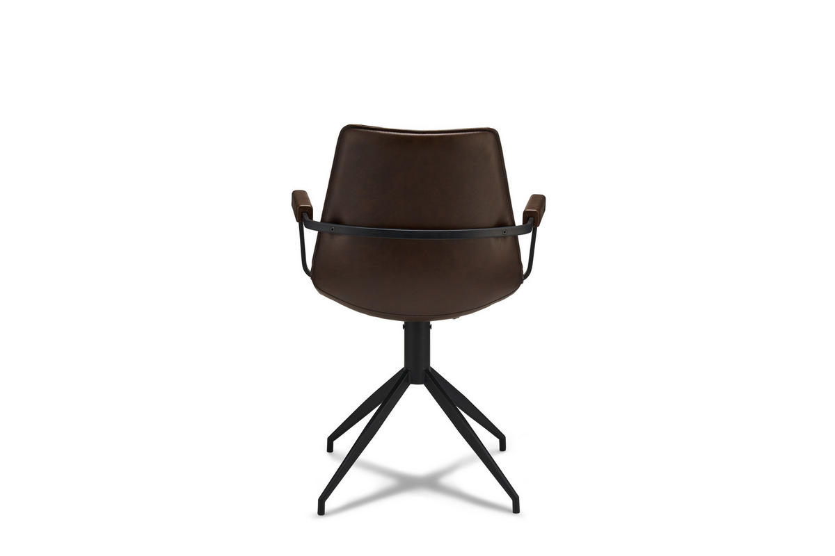 ARMLEHNSTUHL 2er-Set dunkelbraun - Schwarz/Braun, Leder/Textil (59/85/57cm) - ebuy24