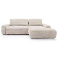 ECKSOFA Alferia Creme mit Cordbezug - Creme/Schwarz, Kunststoff/Textil (264/162cm) - Selsey