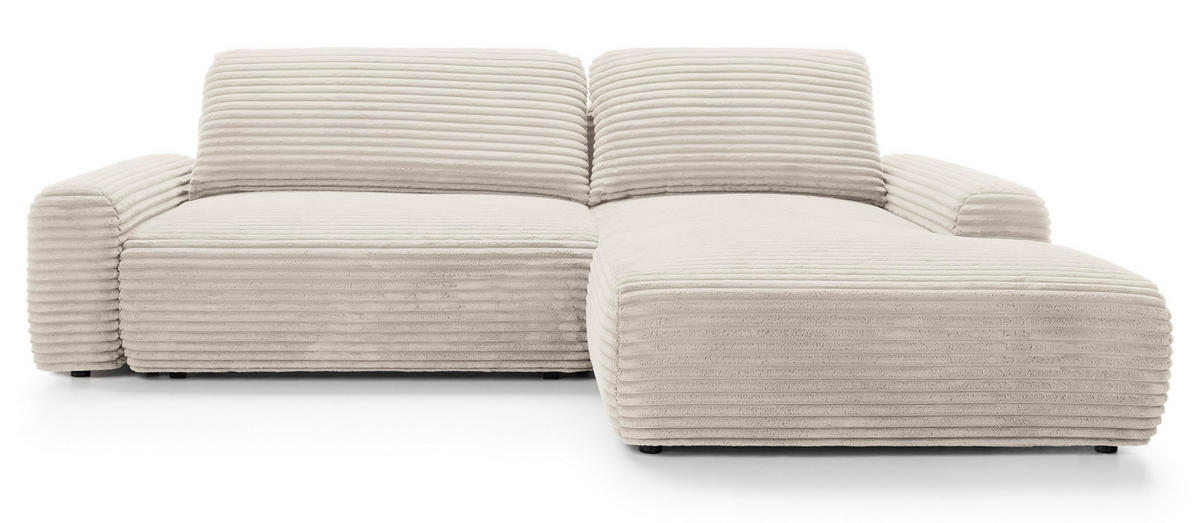 ECKSOFA Alferia Creme mit Cordbezug - Creme/Schwarz, Kunststoff/Textil (264/162cm) - Selsey