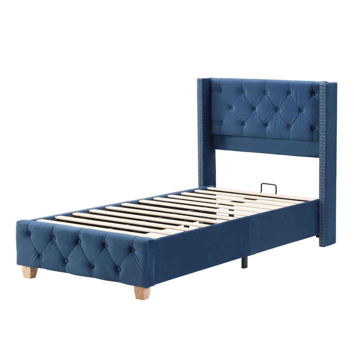 POLSTERBETT mit Lattenrost 90x200 cm Samt Blau - Blau, Metall (90/200cm) - Beauniv