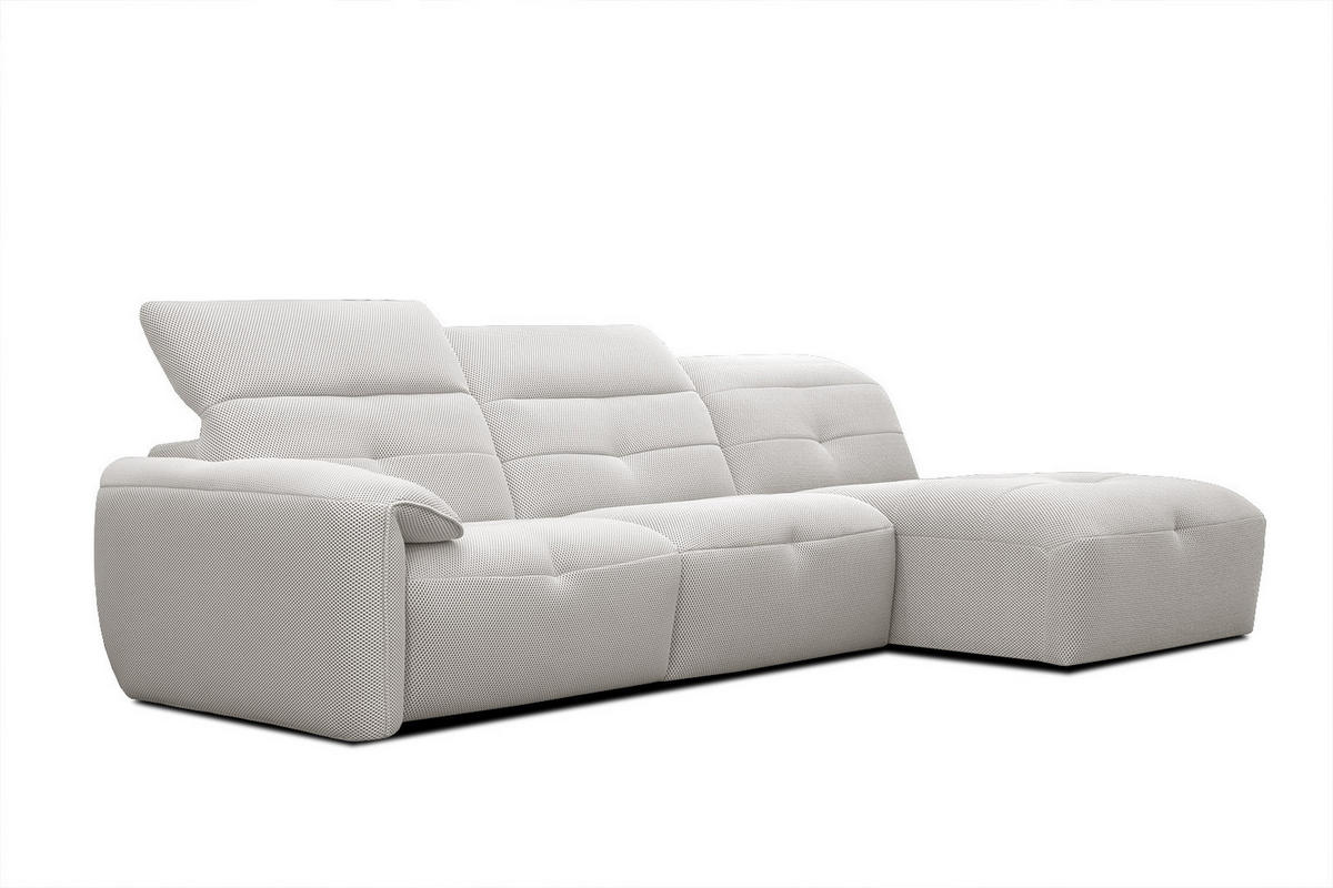 ECKSOFA TRENTO 4-Sitzer mit 1 Relaxfunktion, ecru - Ecru/Schwarz, Holzwerkstoff/Kunststoff (262/165cm) - Courtois Laville