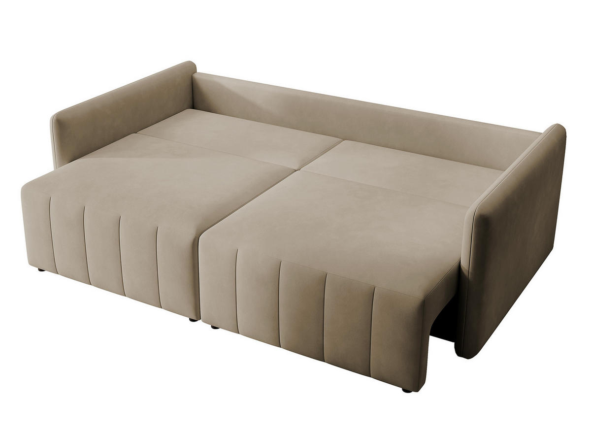 SCHLAFSOFA Pierra Beige hydrophober Samt - Beige/Schwarz, Kunststoff/Textil (215/100/112cm) - Selsey