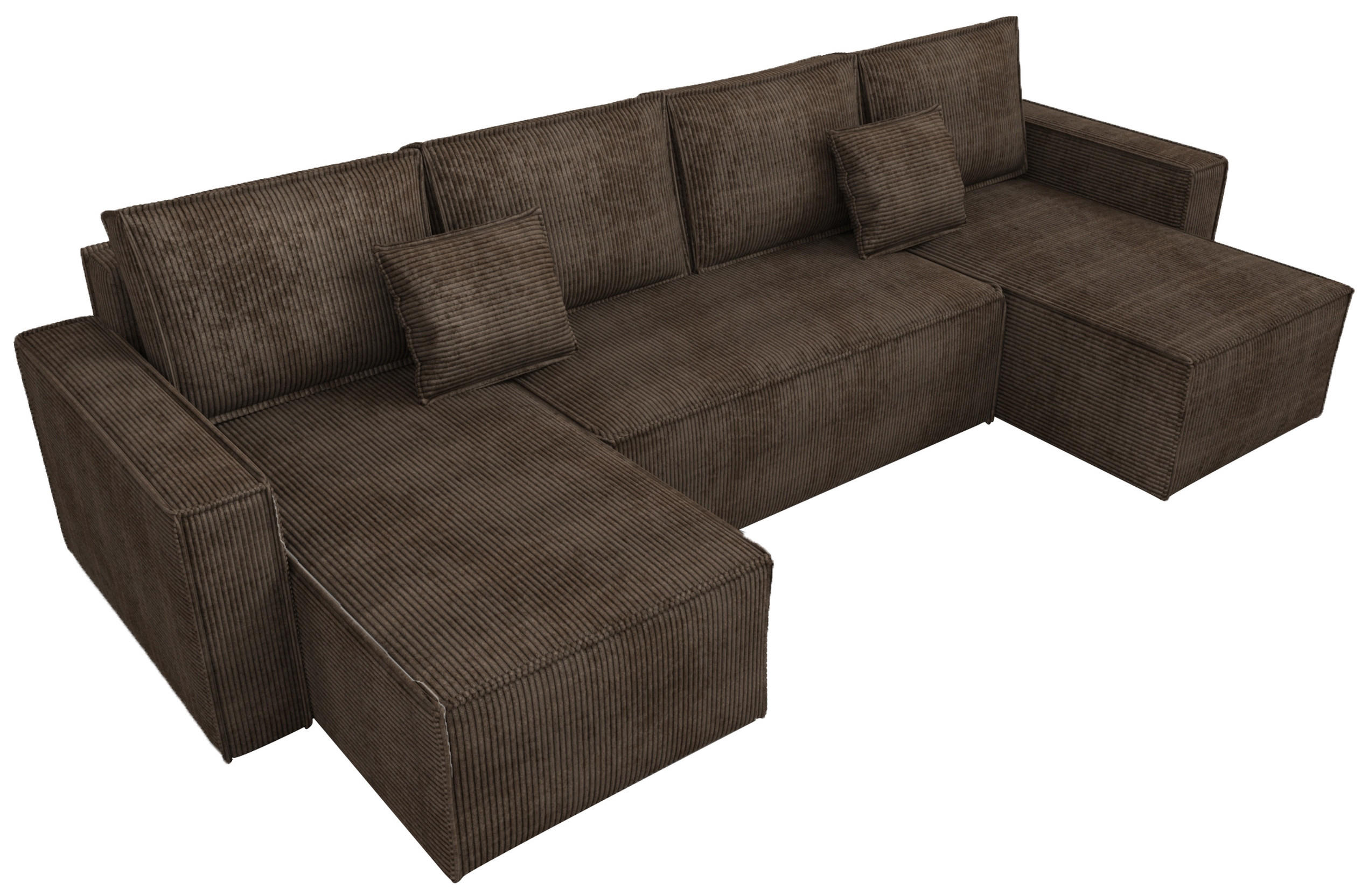 WOHNLANDSCHAFT Dexter U mit Schlaffunktion Braun Cord - Braun, Textil (310/80/141cm) - Bromarkt