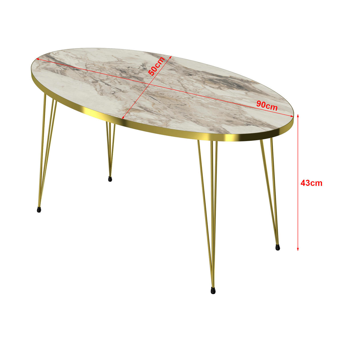 COUCHTISCH Skævinge 90/50/43 - Weiß, Metall (50/90/43cm) - [en.casa]