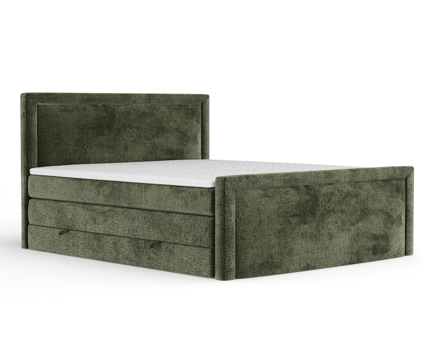 BOXSPRINGBETT Lavenda Olivenfarbe 180/200 cm - Schwarz/Olivgrün, Holz/Holzwerkstoff (180/200cm) - Maison de Reve