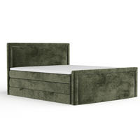 BOXSPRINGBETT Lavenda Olivenfarbe 180/200 cm - Schwarz/Olivgrün, Holz/Holzwerkstoff (180/200cm) - Maison de Reve