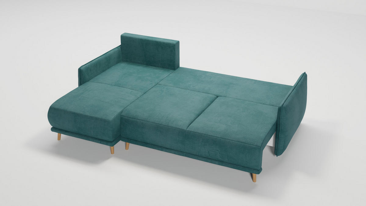 ECKSOFA Chroma Türkis Luxusmicrofaser - Türkis/Braun, Holz/Textil (238/170cm) - S-Style Möbel