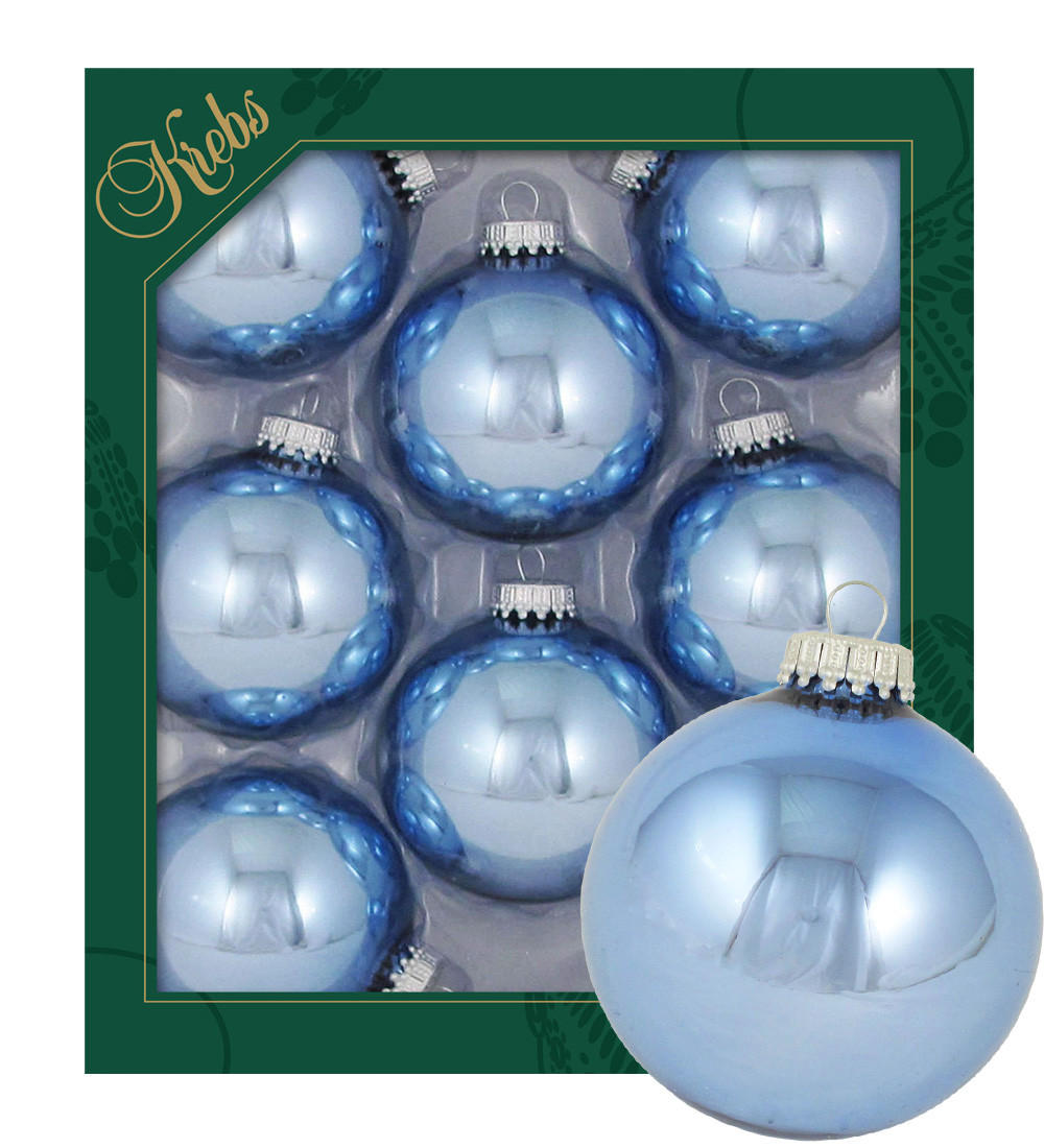 CHRISTBAUMKUGELN Uni-Design Ariadne Blau 7cm (Glas / 8 Stk.) - Blau, Glas (7/7/7cm) - Krebs Glas Lauscha