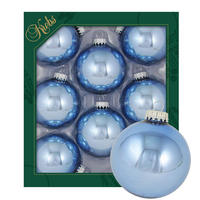 CHRISTBAUMKUGELN Uni-Design Ariadne Blau 7cm (Glas / 8 Stk.) - Blau, Glas (7/7/7cm) - Krebs Glas Lauscha