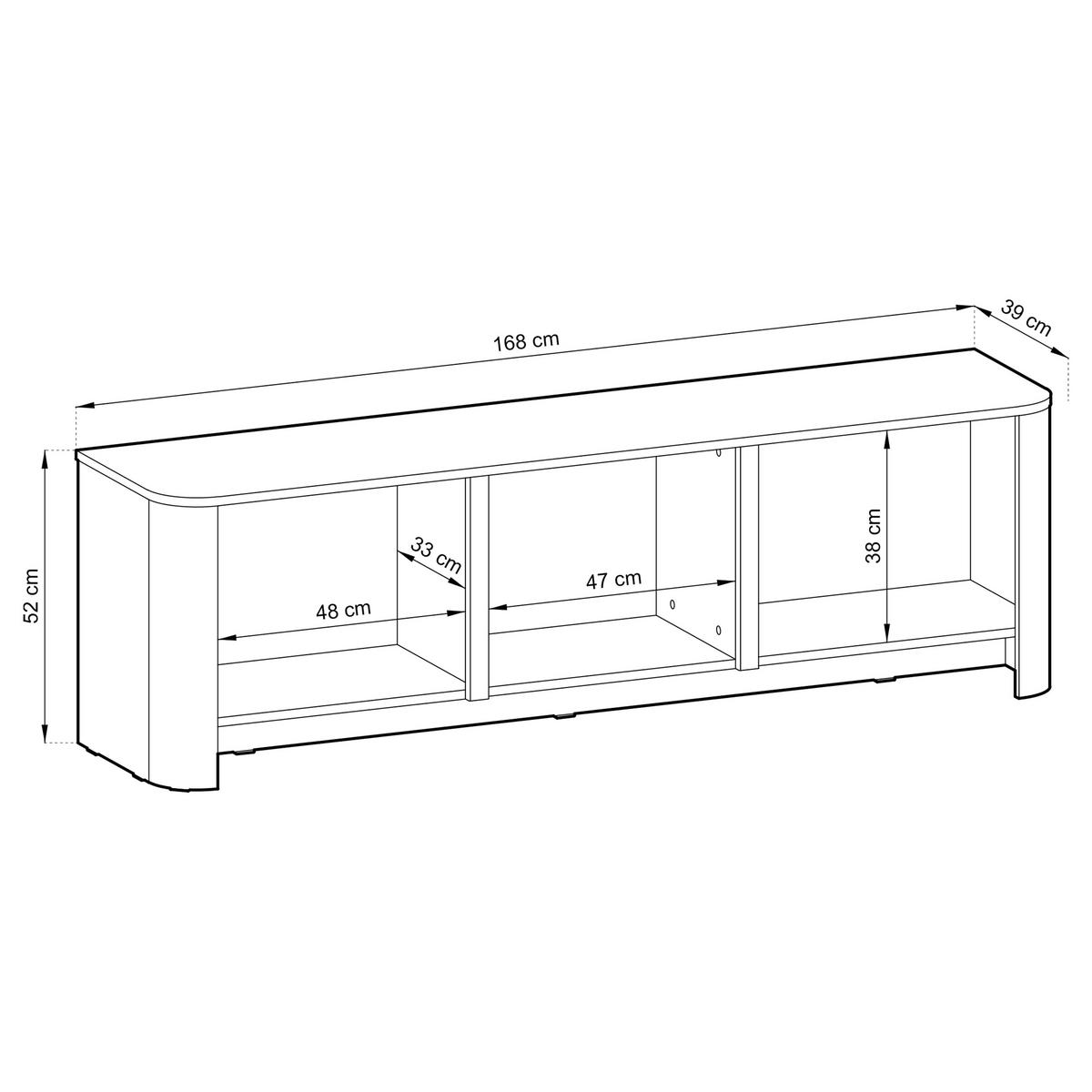LOWBOARD AVORIO 168/52/39 cm, Eichefarben - Eichefarben/Naturfarben, Holzwerkstoff (168/52/39cm) - MASSENO