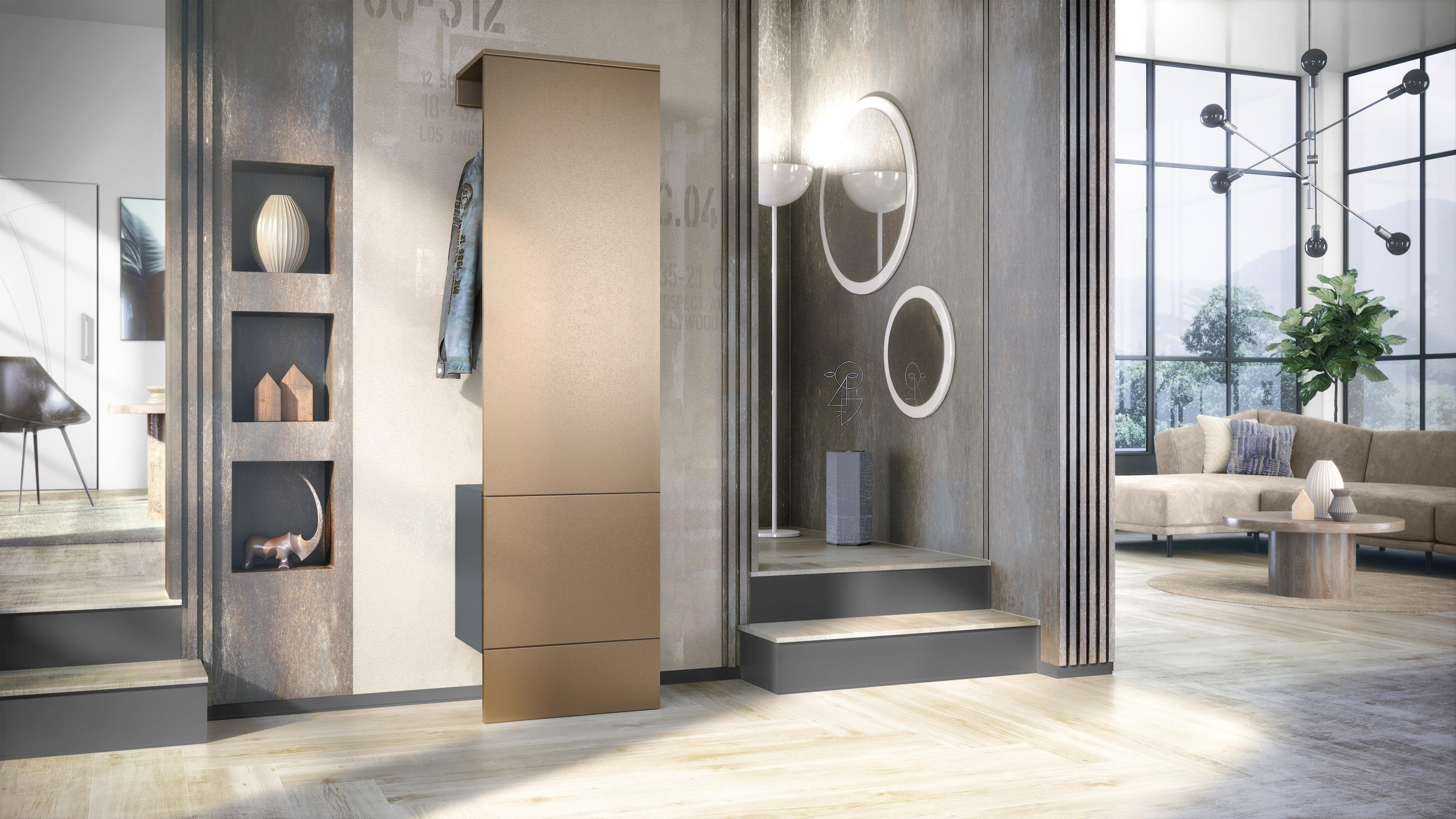 GARDEROBE Carlton Paneel in Bronze Optik - Bronzefarben, Holzwerkstoff (52/193/35cm) - Vladon