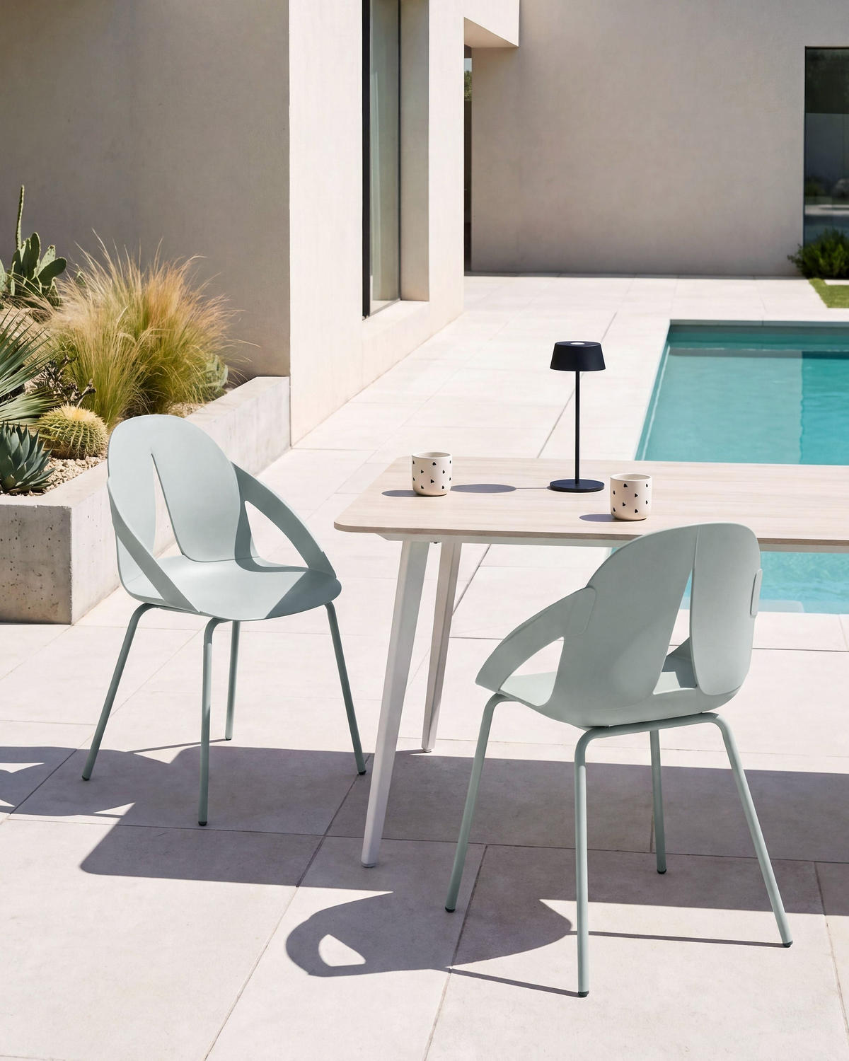 GARTENSTUHL 2er Set Hellgrün Bolgheri - Hellgrün, Kunststoff (49/83/49cm) - Beliani
